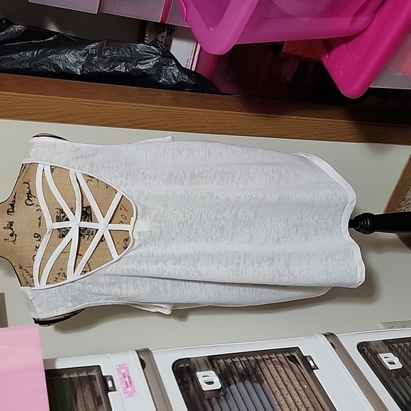 2x white light weight tank top. Open back design and bling on the front. - Picture 3 of 5